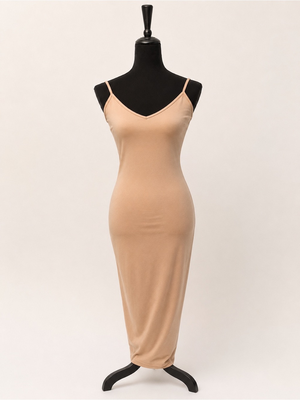 Revamped Nude Spaghetti Strap Midi Dress